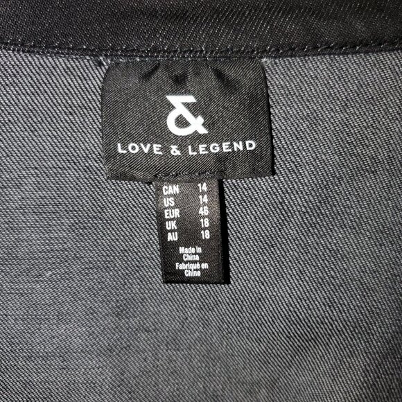 Love & Legend Asymmetrical Dark Denim Moto Jacket, Size 14 EUC - Picture 4 of 6